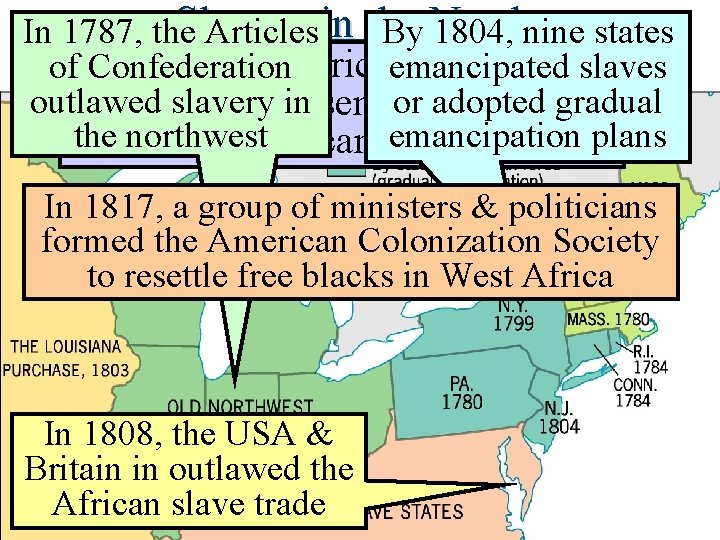 Slavery North In 1787, the Articles in the By North: 1804, nine states Before