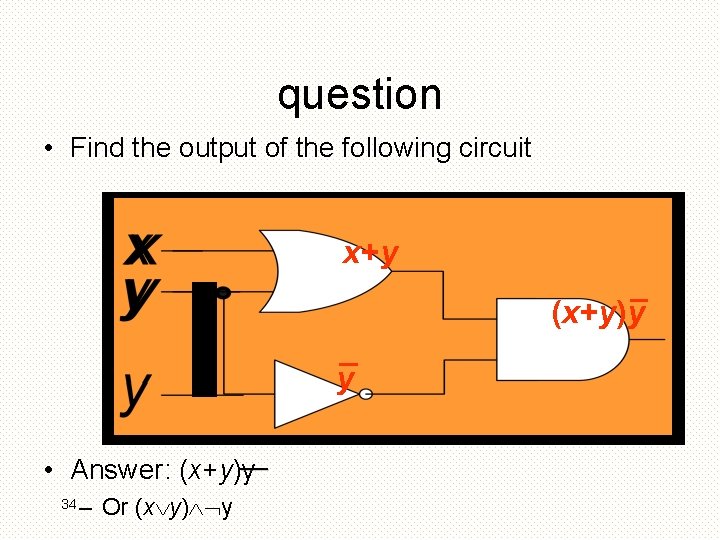 question • Find the output of the following circuit x+y (x+y)y y __ •