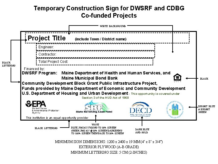 Temporary Construction Sign for DWSRF and CDBG Co-funded Projects WHITE BACKGROUND Project Title (include