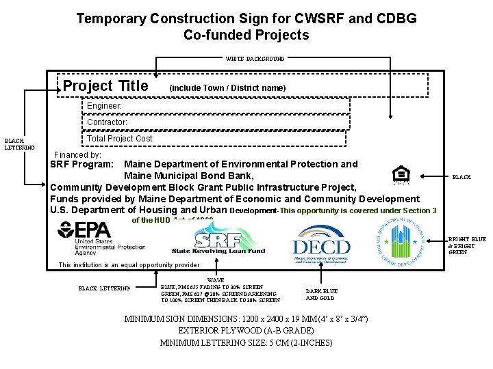 Temporary Construction Sign for CWSRF and CDBG Co-funded Projects WHITE BACKGROUND Project Title (include