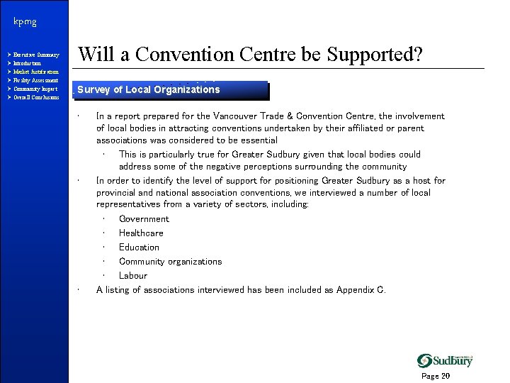 kpmg Ø Executive Summary Ø Introduction Ø Market Justification Ø Facility Assessment Ø Community