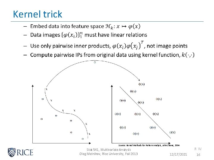 Kernel trick • Source: Kernel Methods for Pattern Analysis, John Shawe, 2004 Stat 541,