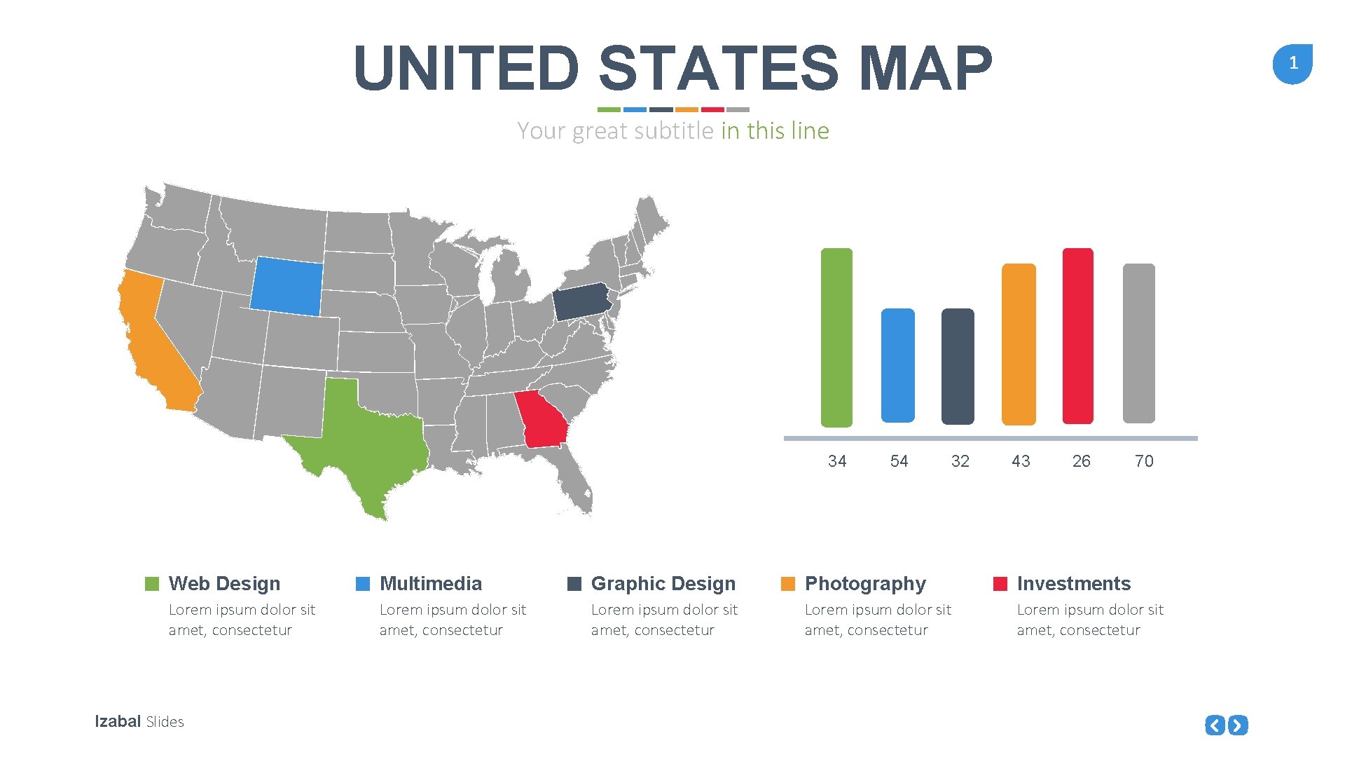 UNITED STATES MAP 1 Your great subtitle in this line 34 54 32 43