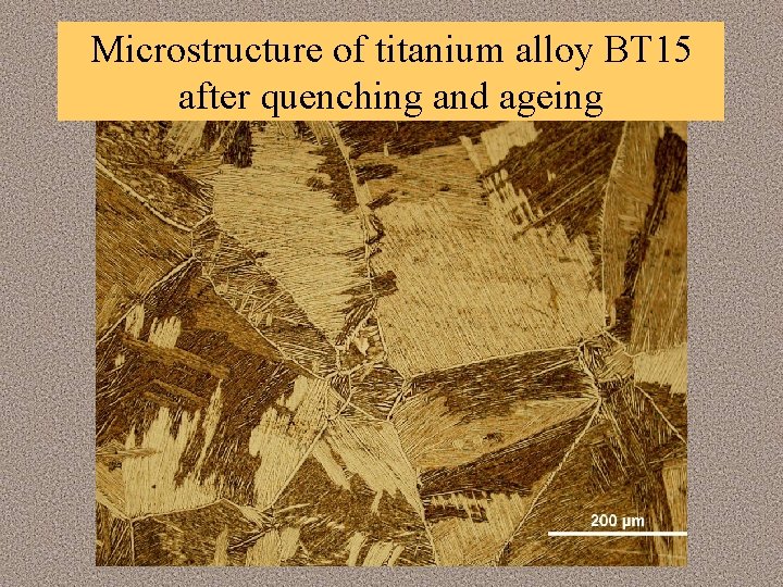 Microstructure of titanium alloy ВТ 15 after quenching and ageing 