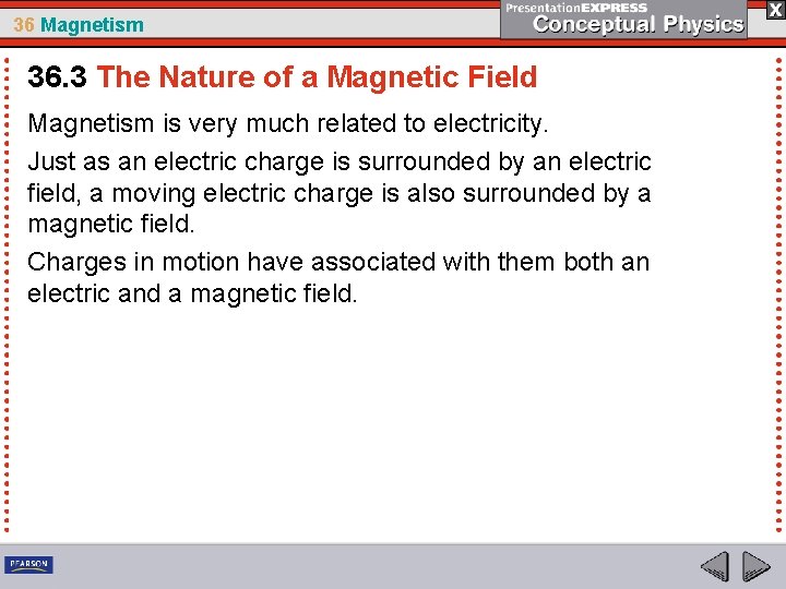 36 Magnetism 36. 3 The Nature of a Magnetic Field Magnetism is very much