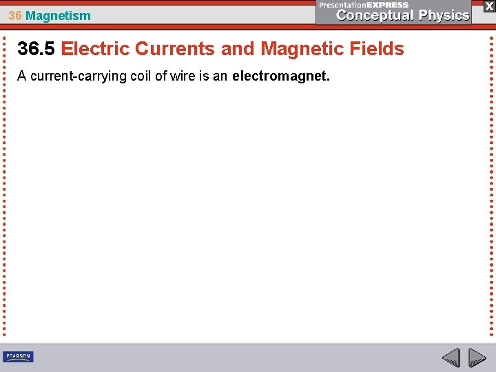 36 Magnetism 36. 5 Electric Currents and Magnetic Fields A current-carrying coil of wire