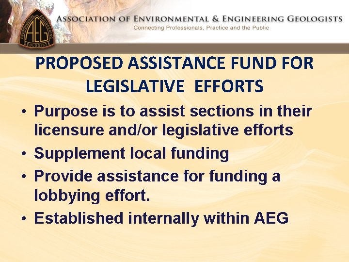 PROPOSED ASSISTANCE FUND FOR LEGISLATIVE EFFORTS • Purpose is to assist sections in their PROPOSED ASSISTANCE FUND FOR LEGISLATIVE EFFORTS • Purpose is to assist sections in their