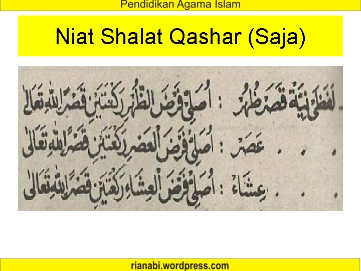 Niat Shalat Qashar (Saja) 