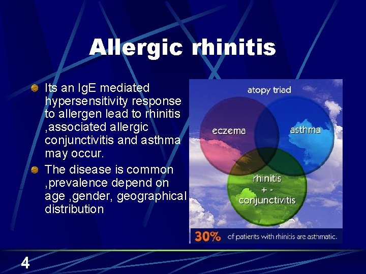 Allergic rhinitis Its an Ig. E mediated hypersensitivity response to allergen lead to rhinitis
