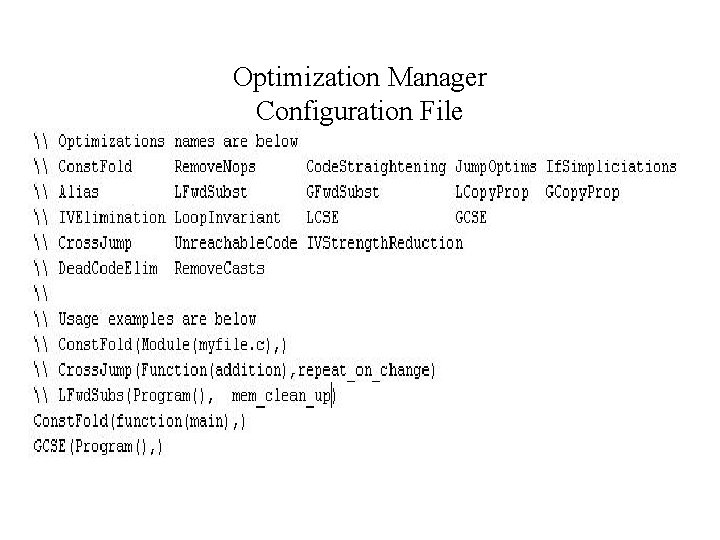 Optimization Manager Configuration File 13 