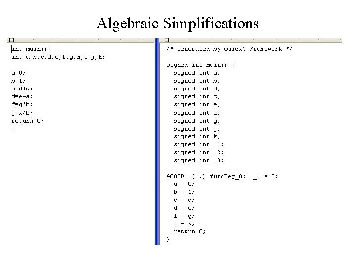 Algebraic Simplifications 21 