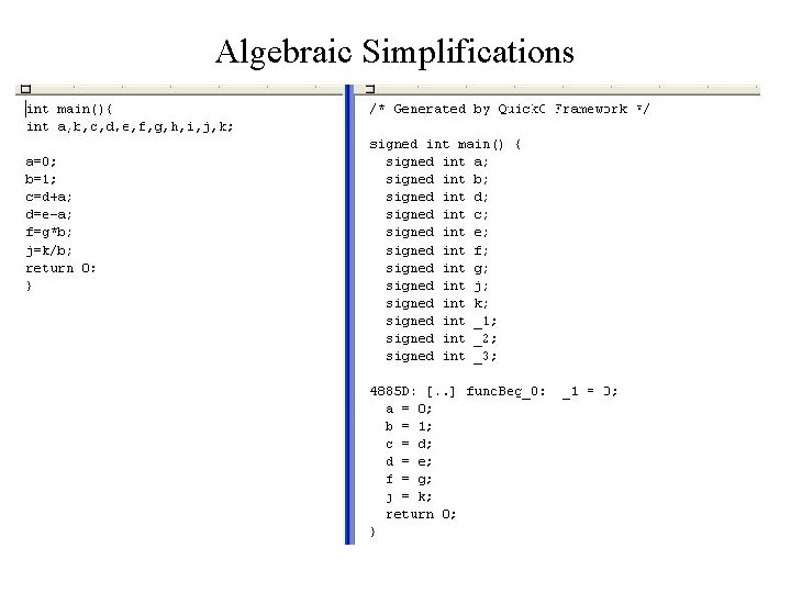 Algebraic Simplifications 21 