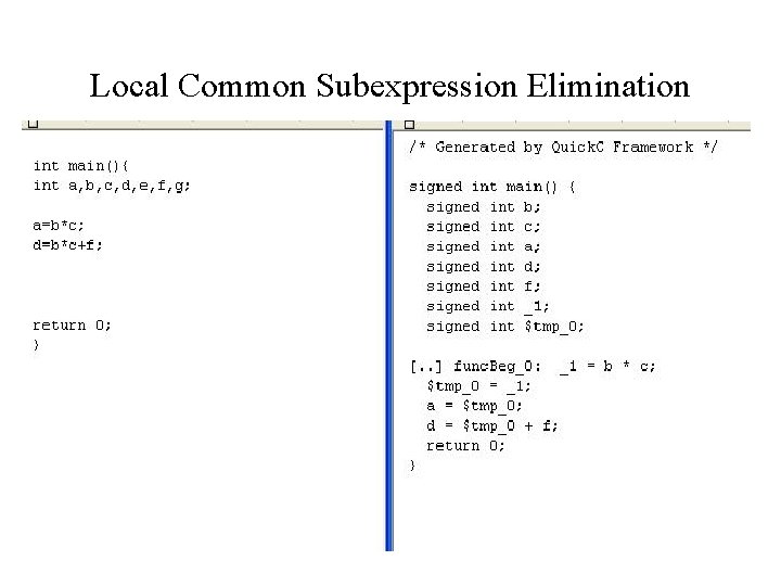 Local Common Subexpression Elimination 22 