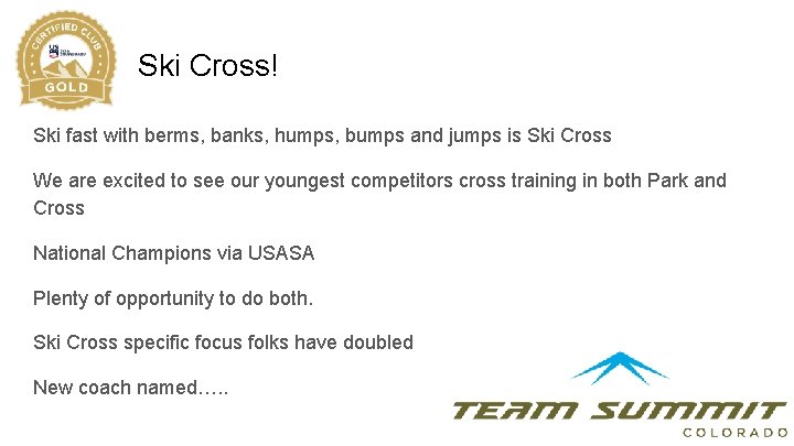 Ski Cross! Ski fast with berms, banks, humps, bumps and jumps is Ski Cross