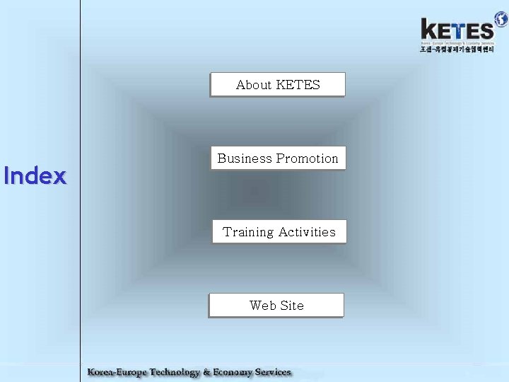 About KETES Index Business Promotion Training Activities Web Site Korea-Europe Technology & Economy Services