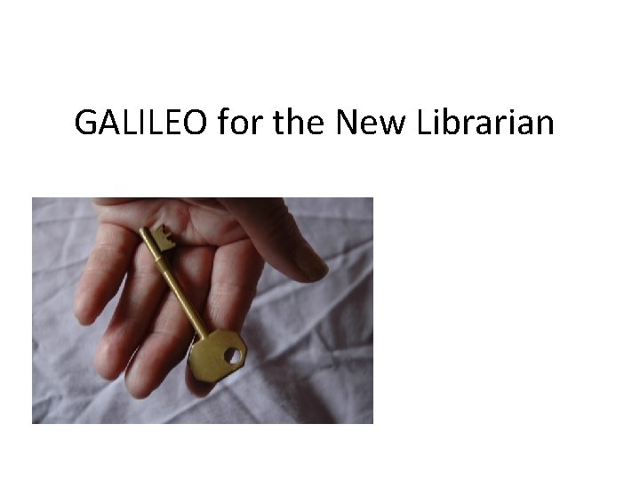 GALILEO for the New Librarian 