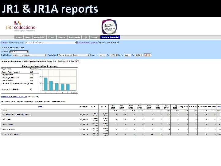 JR 1 & JR 1 A reports 