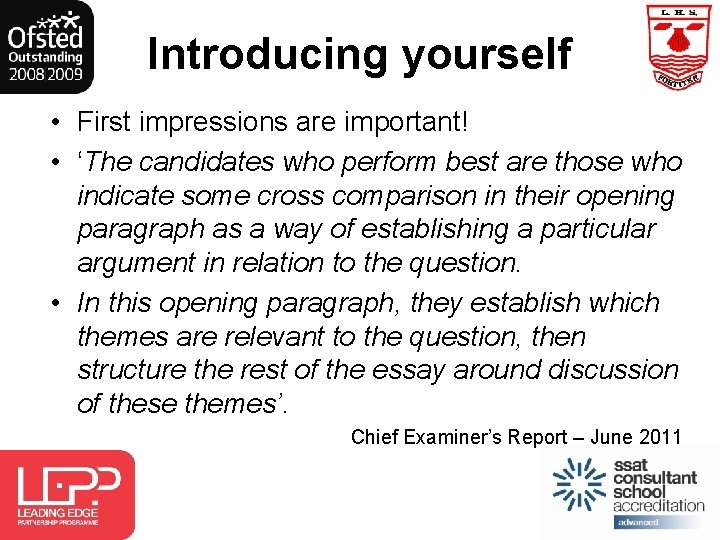 Introducing yourself • First impressions are important! • ‘The candidates who perform best are