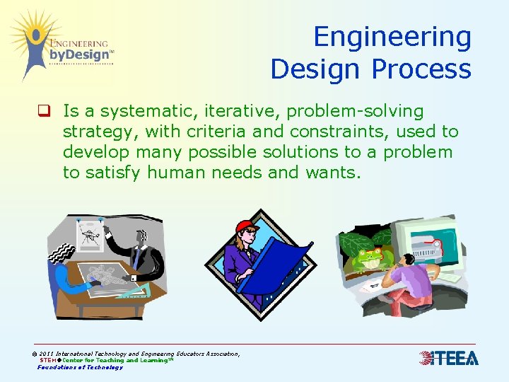 Engineering Design Process q Is a systematic, iterative, problem-solving strategy, with criteria and constraints,
