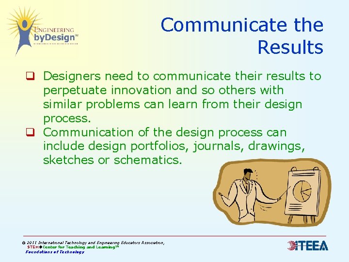 Communicate the Results q Designers need to communicate their results to perpetuate innovation and