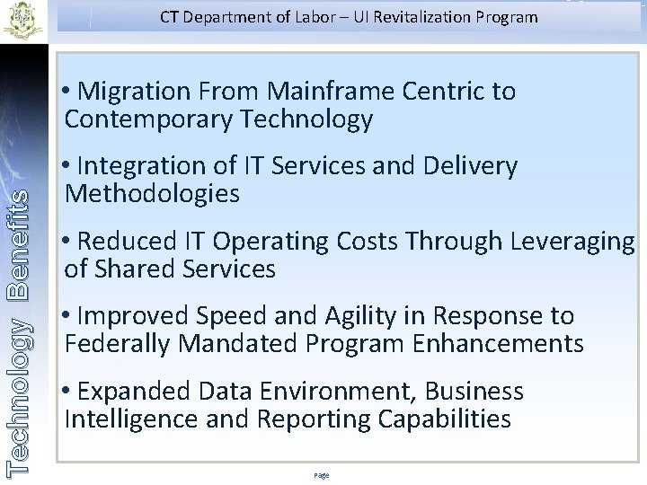 CT Department of Labor UI Revitalization Program IT