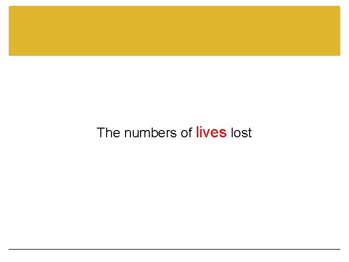 The numbers of lives lost 