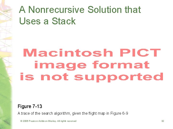 A Nonrecursive Solution that Uses a Stack Figure 7 -13 A trace of the