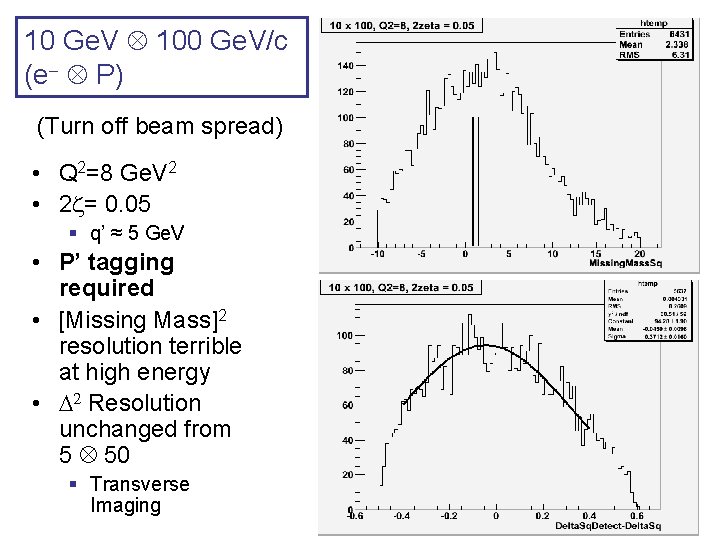 10 Ge. V 100 Ge. V/c (e P) (Turn off beam spread) • Q