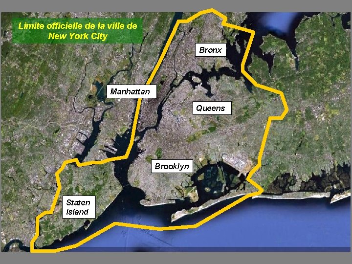 Limite officielle de la ville de New York City Bronx Manhattan Queens Brooklyn Staten