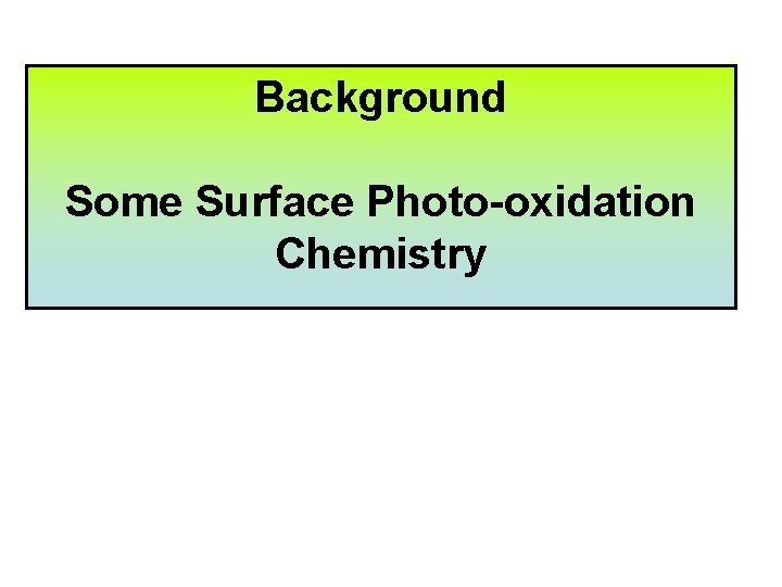 Background Some Surface Photo-oxidation Chemistry 