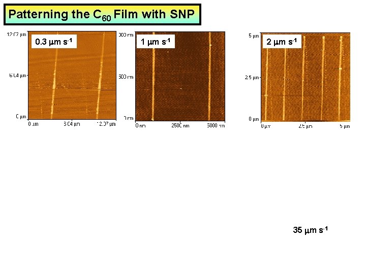 Patterning the C 60 Film with SNP 0. 3 mm s-1 1 mm s-1