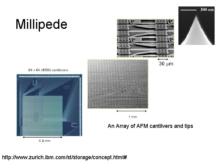 Millipede An Array of AFM cantilvers and tips http: //www. zurich. ibm. com/st/storage/concept. html#