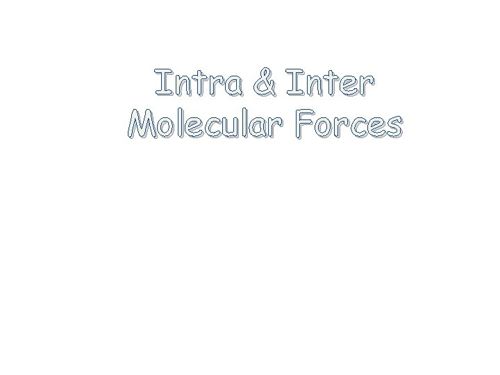Intra & Inter Molecular Forces 
