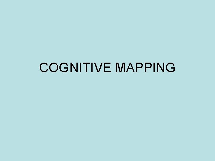 COGNITIVE MAPPING 