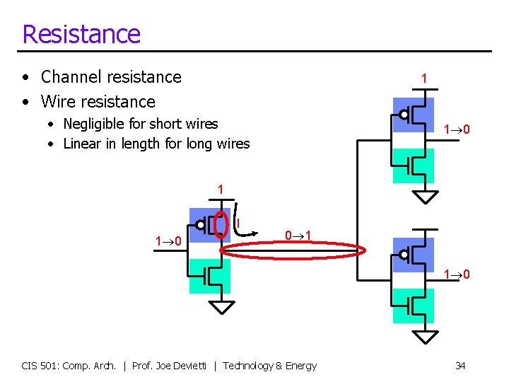 Resistance • Channel resistance • Wire resistance 1 • Negligible for short wires •