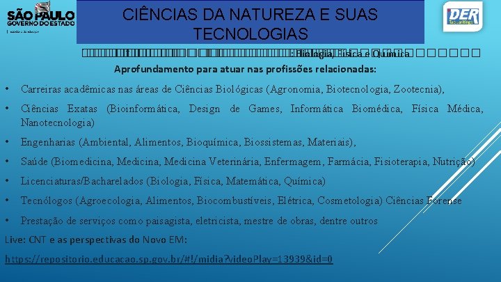 CIÊNCIAS DA NATUREZA E SUAS TECNOLOGIAS �� �������� �������������� : Biologia, Física e Química