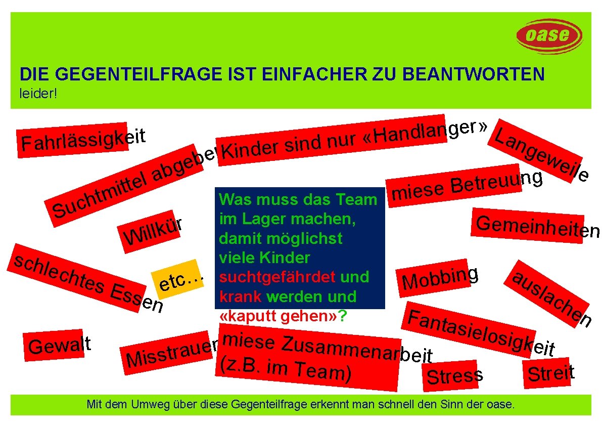 DIE GEGENTEILFRAGE IST EINFACHER ZU BEANTWORTEN leider! » r e g n a l