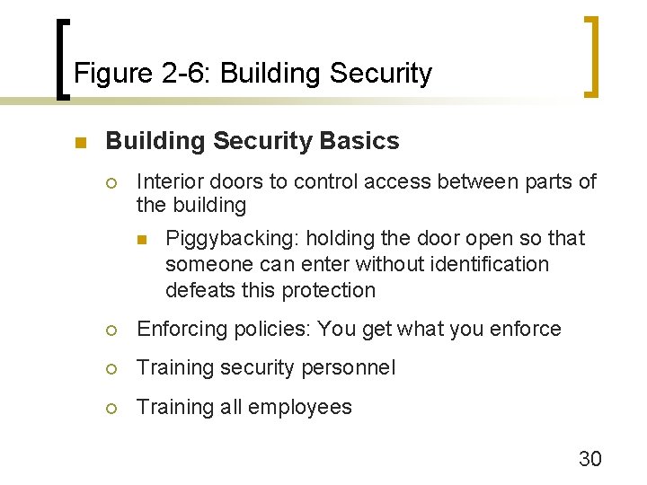 Figure 2 -6: Building Security n Building Security Basics ¡ Interior doors to control