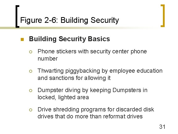 Figure 2 -6: Building Security n Building Security Basics ¡ Phone stickers with security