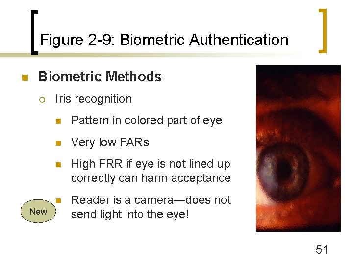 Figure 2 -9: Biometric Authentication n Biometric Methods ¡ New Iris recognition n Pattern