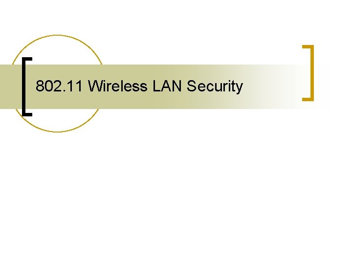 802. 11 Wireless LAN Security 