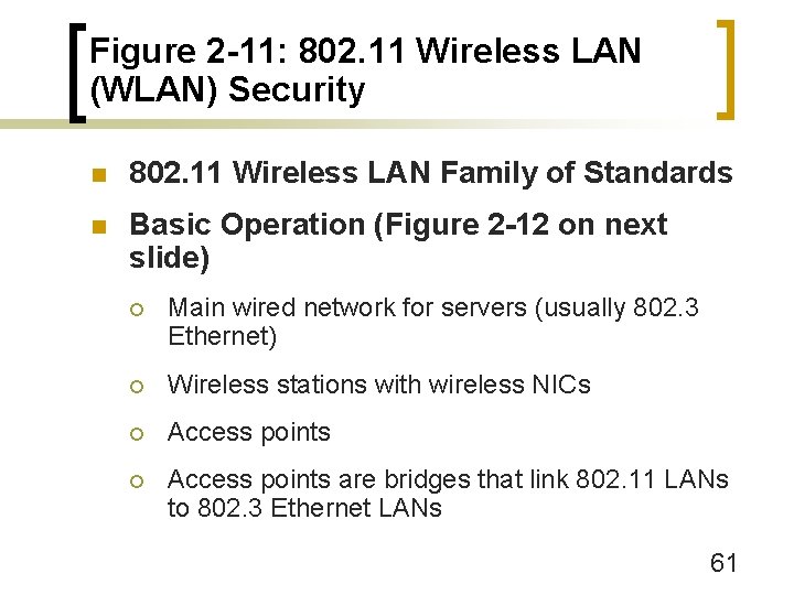 Figure 2 -11: 802. 11 Wireless LAN (WLAN) Security n 802. 11 Wireless LAN