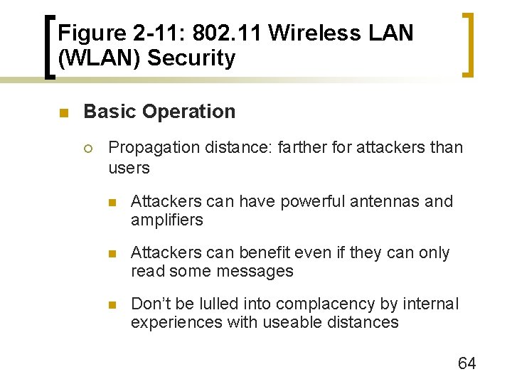 Figure 2 -11: 802. 11 Wireless LAN (WLAN) Security n Basic Operation ¡ Propagation