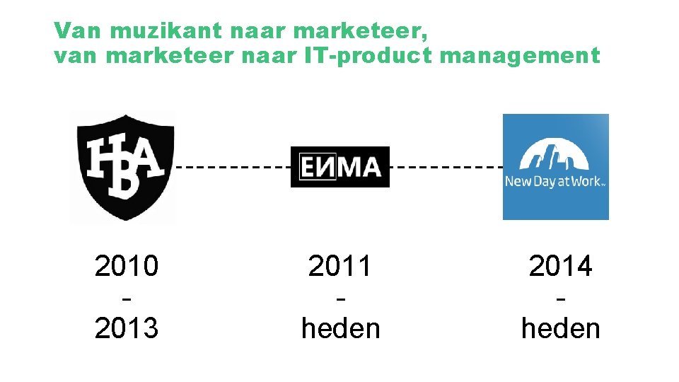 Van muzikant naar marketeer, van marketeer naar IT-product management 2010 2013 2011 heden 2014