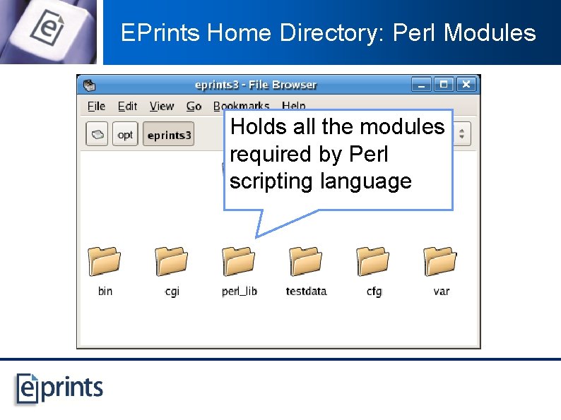 EPrints Home Directory: Perl Modules Holds all the modules required by Perl scripting language