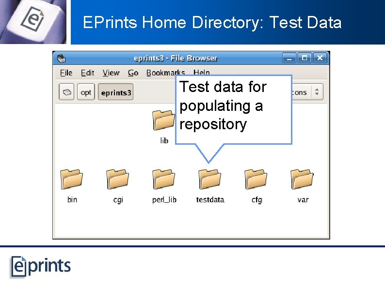 EPrints Home Directory: Test Data Test data for populating a repository 