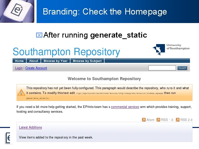 Branding: Check the Homepage x After running generate_static 