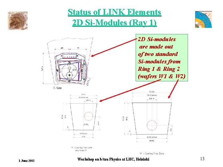 Status of LINK Elements 2 D Si-Modules (Ray 1) 2 D Si-modules are made