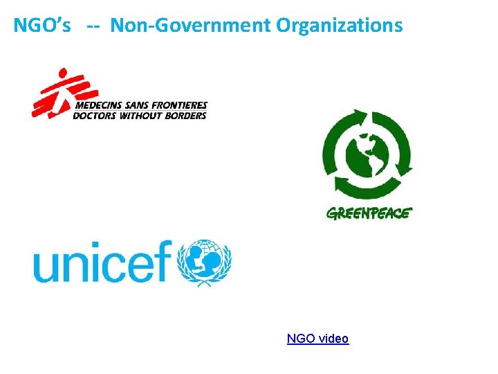 NGO’s -- Non-Government Organizations NGO video NGO’s -- Non-Government Organizations NGO video