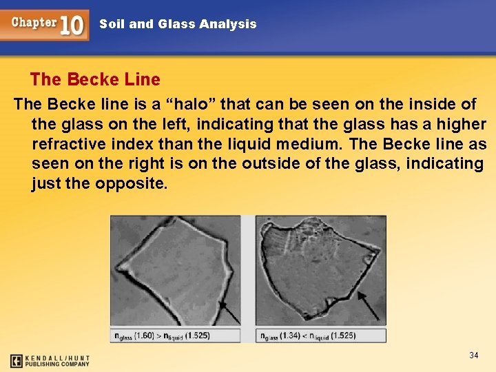 Soil and Glass Analysis The Becke Line The Becke line is a “halo” that